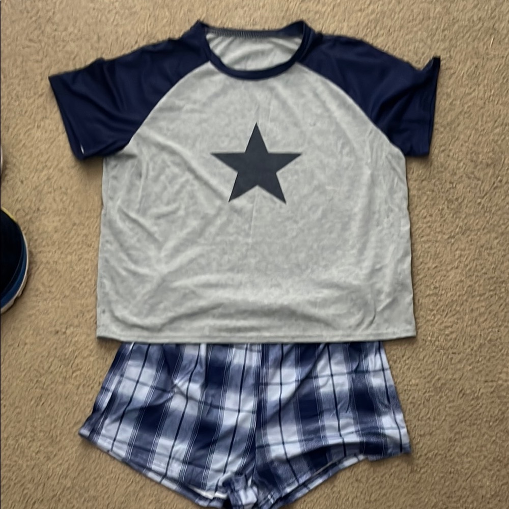 Star Pajama Set - Gray and Blue